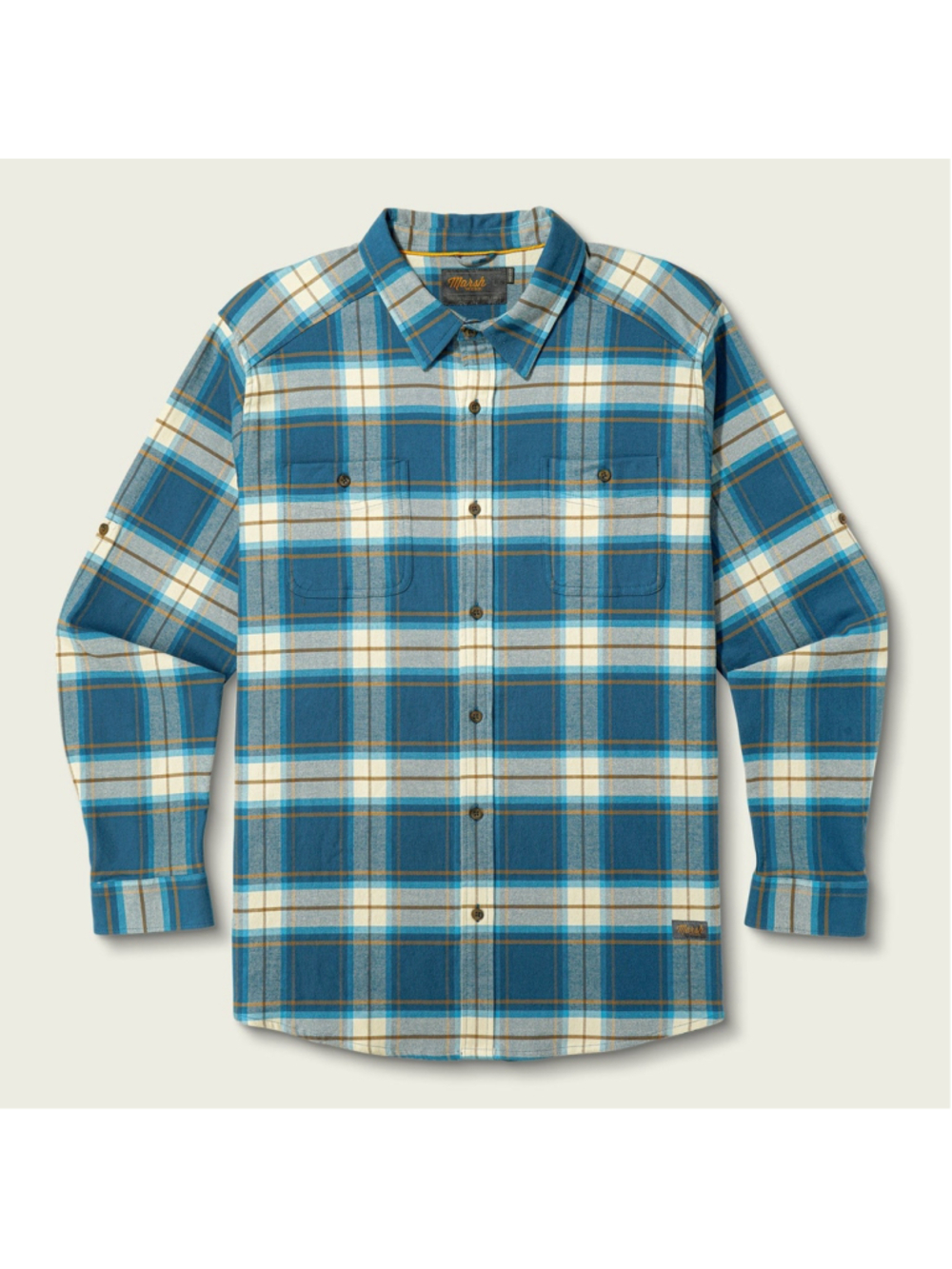 NEW Marsh Wear Westerly Flannel Shirt Color Teal Size Mens Small Tretch Plaid